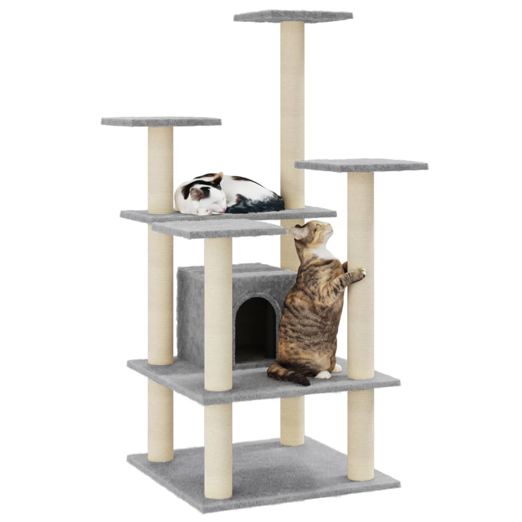 Glamorous Pups : vidaXL Cat Tree Light Grey Engineered Wood, Plush, Sisal Medium Durable