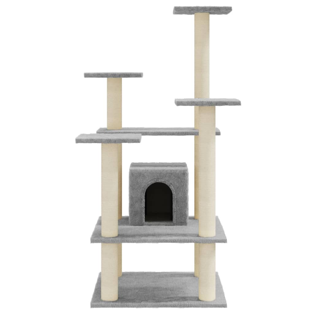 Glamorous Pups : vidaXL Cat Tree Light Grey Engineered Wood, Plush, Sisal Medium Durable
