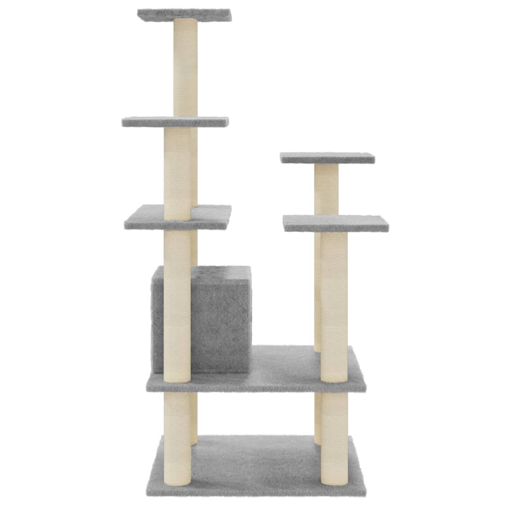 Glamorous Pups : vidaXL Cat Tree Light Grey Engineered Wood, Plush, Sisal Medium Durable