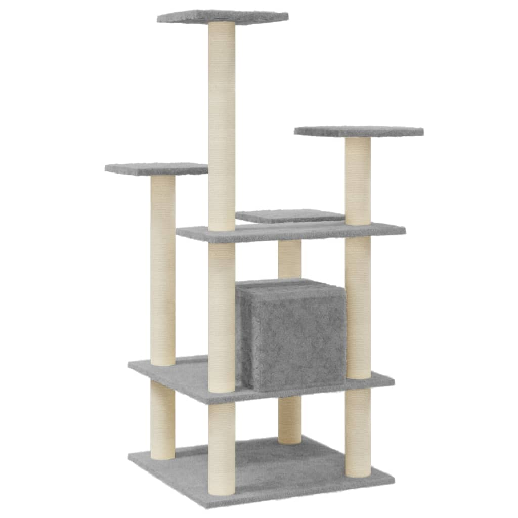 Glamorous Pups : vidaXL Cat Tree Light Grey Engineered Wood, Plush, Sisal Medium Durable