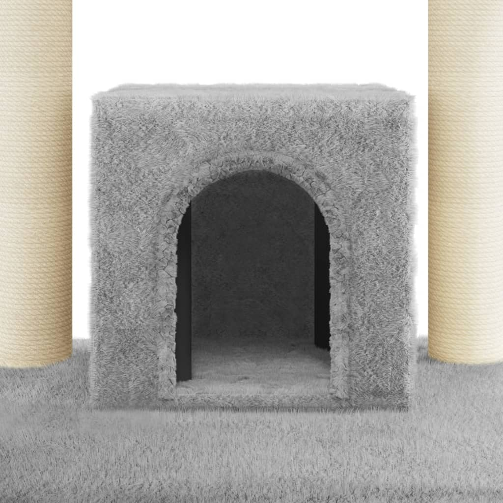 Glamorous Pups : vidaXL Cat Tree Light Grey Engineered Wood, Plush, Sisal Medium Durable