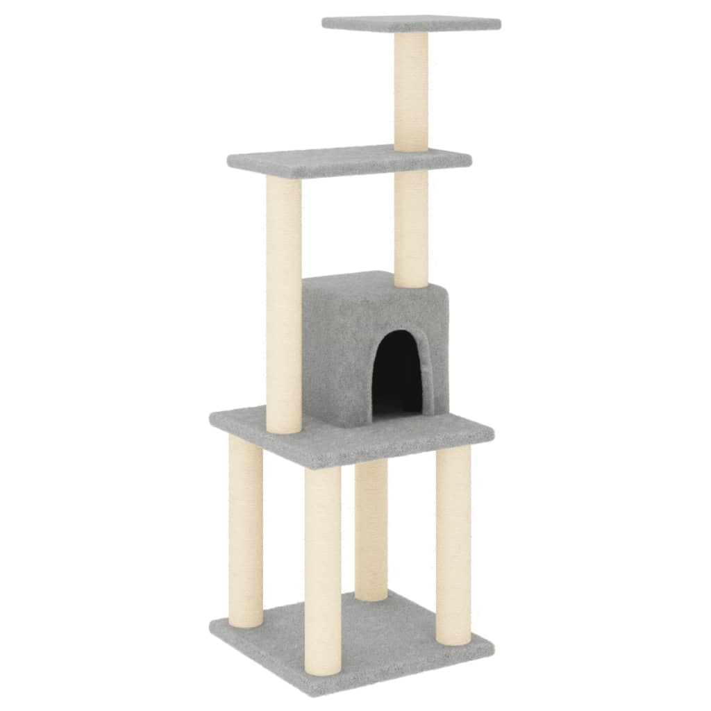 Glamorous Pups : vidaXL Cat Tree Light Grey Engineered wood, plush, sisal Medium Cat Tree
