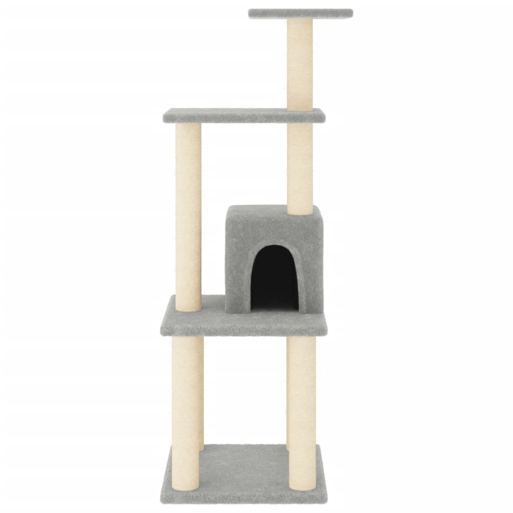 Glamorous Pups : vidaXL Cat Tree Light Grey Engineered wood, plush, sisal Medium Cat Tree