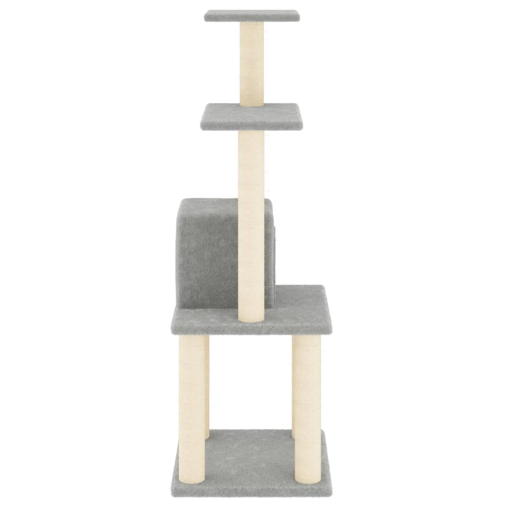 Glamorous Pups : vidaXL Cat Tree Light Grey Engineered wood, plush, sisal Medium Cat Tree