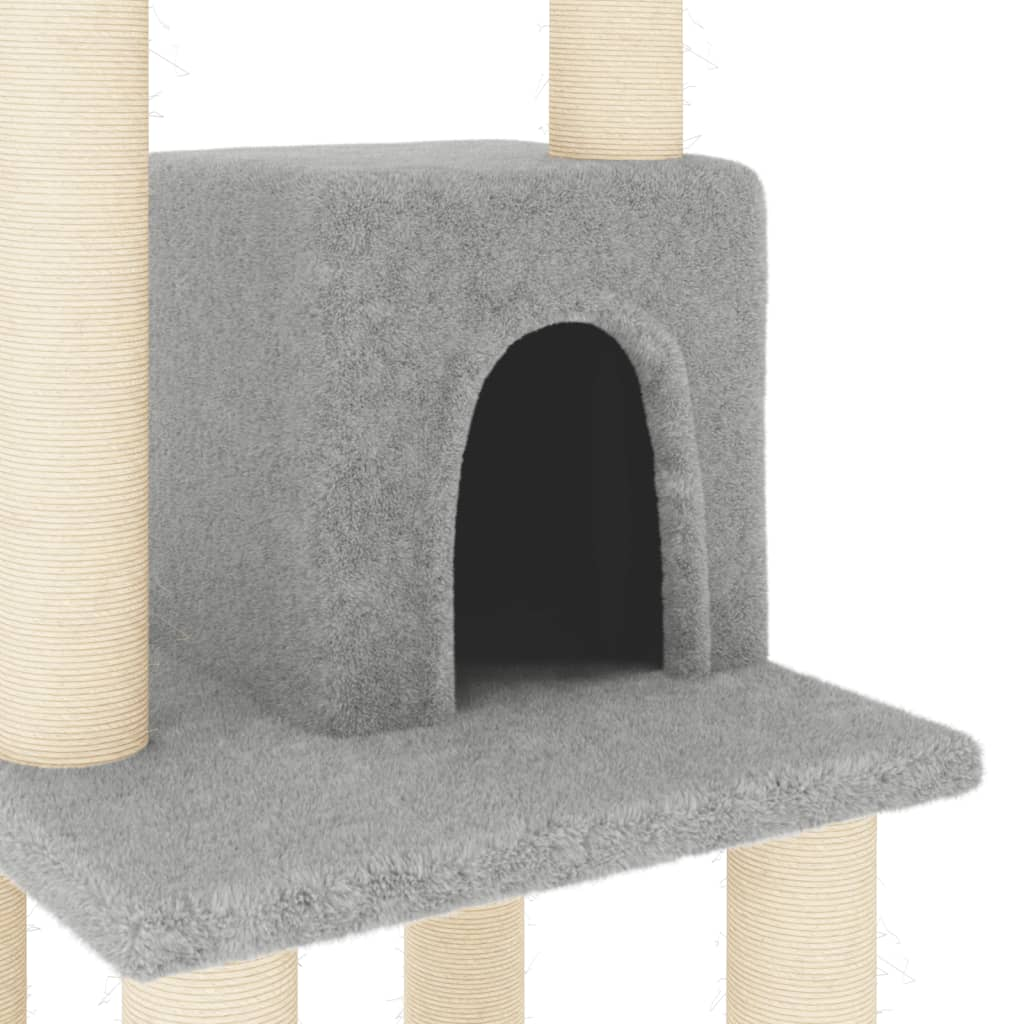 Glamorous Pups : vidaXL Cat Tree Light Grey Engineered wood, plush, sisal Medium Cat Tree