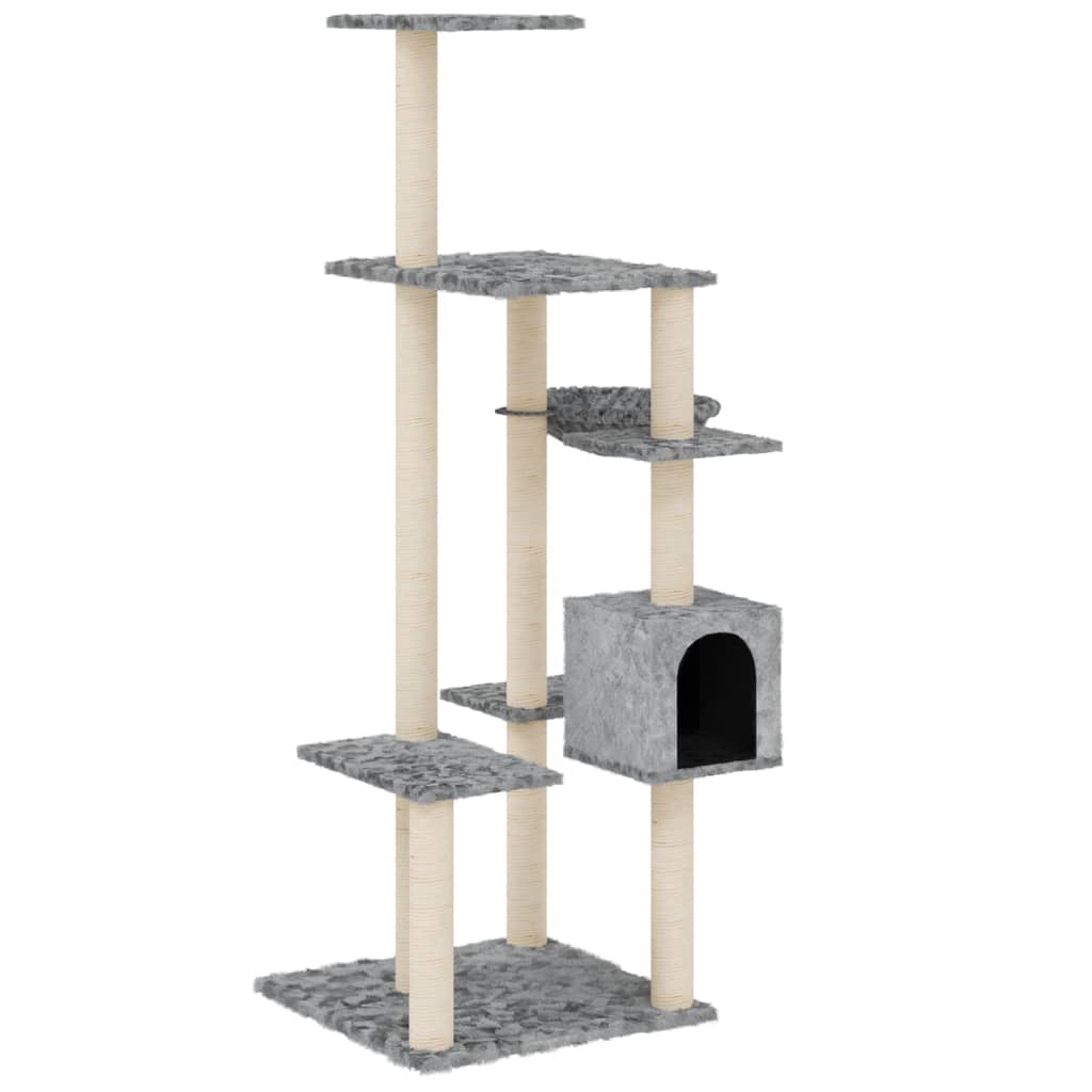 Glamorous Pups : vidaXL Cat Tree Light Gray Engineered Wood, Plush, Sisal 56 in Durable