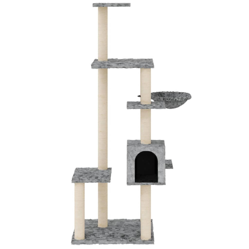 Glamorous Pups : vidaXL Cat Tree Light Gray Engineered Wood, Plush, Sisal 56 in Durable