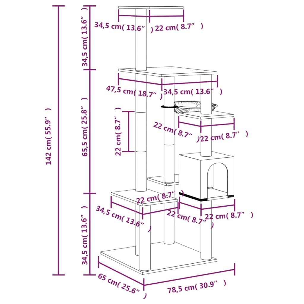 Glamorous Pups : vidaXL Cat Tree Light Gray Engineered Wood, Plush, Sisal 56 in Durable