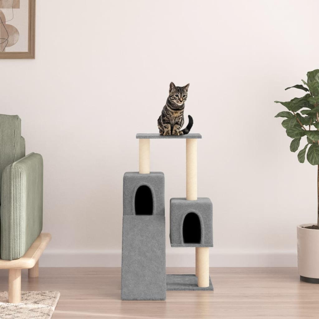 Glamorous Pups : vidaXL Cat Tree Light Grey Engineered wood, plush, sisal 32.3 in tall