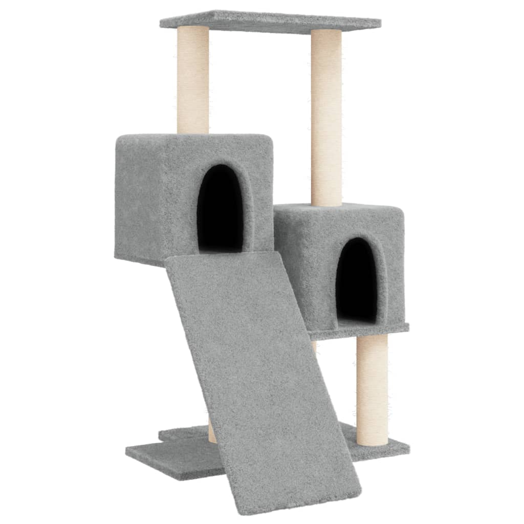 Glamorous Pups : vidaXL Cat Tree Light Grey Engineered wood, plush, sisal 32.3 in tall