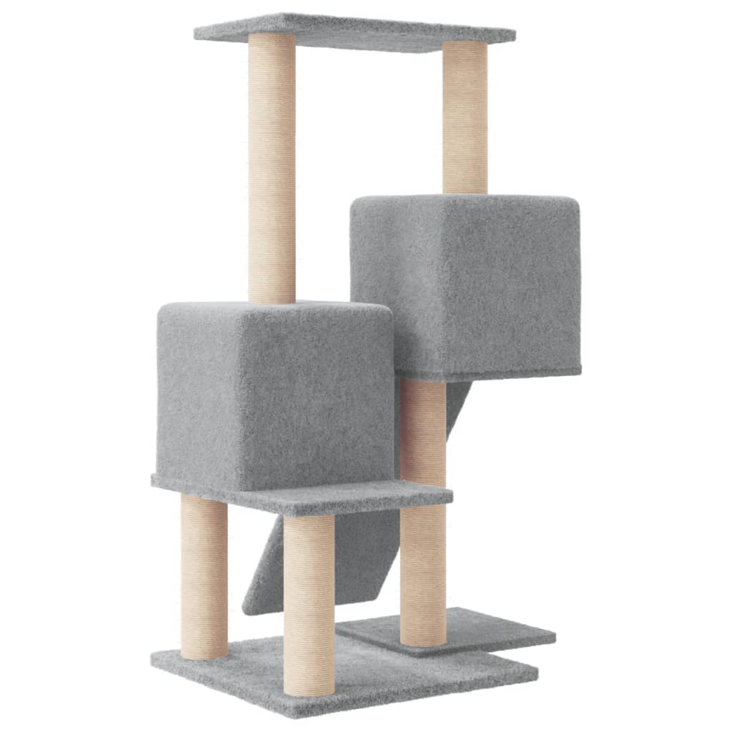 Glamorous Pups : vidaXL Cat Tree Light Grey Engineered wood, plush, sisal 32.3 in tall