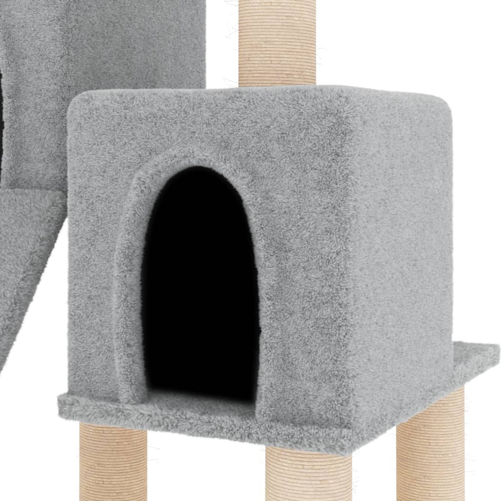 Glamorous Pups : vidaXL Cat Tree Light Grey Engineered wood, plush, sisal 32.3 in tall