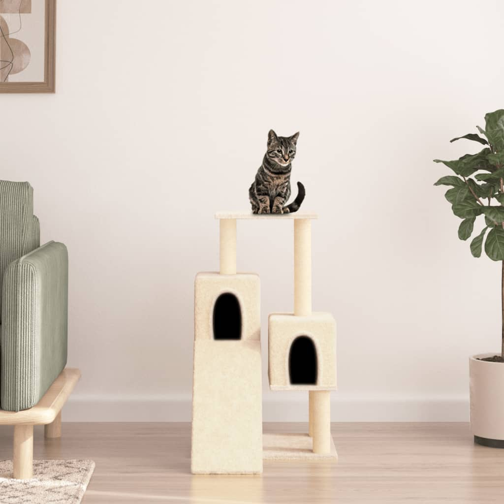Glamorous Pups : vidaXL Cat Tree Cream Engineered wood, plush, sisal Large