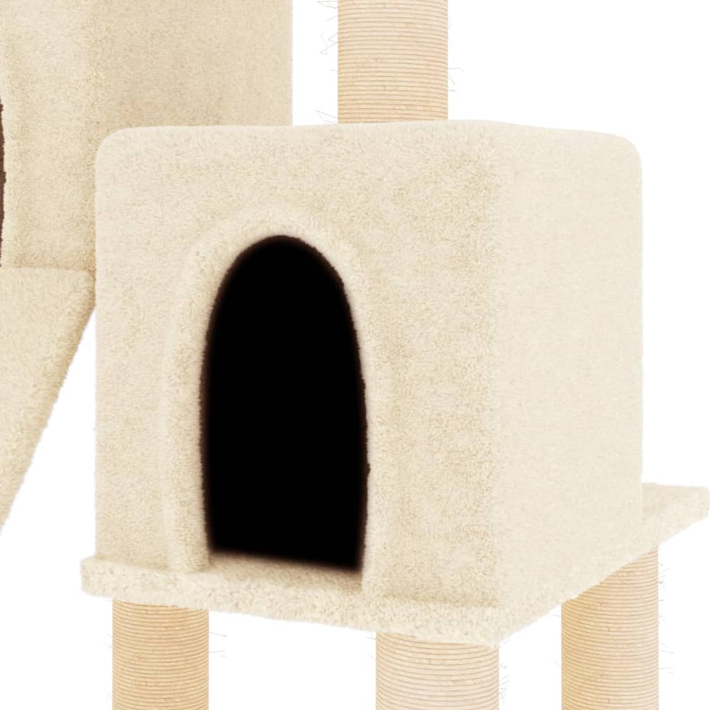 Glamorous Pups : vidaXL Cat Tree Cream Engineered wood, plush, sisal Large