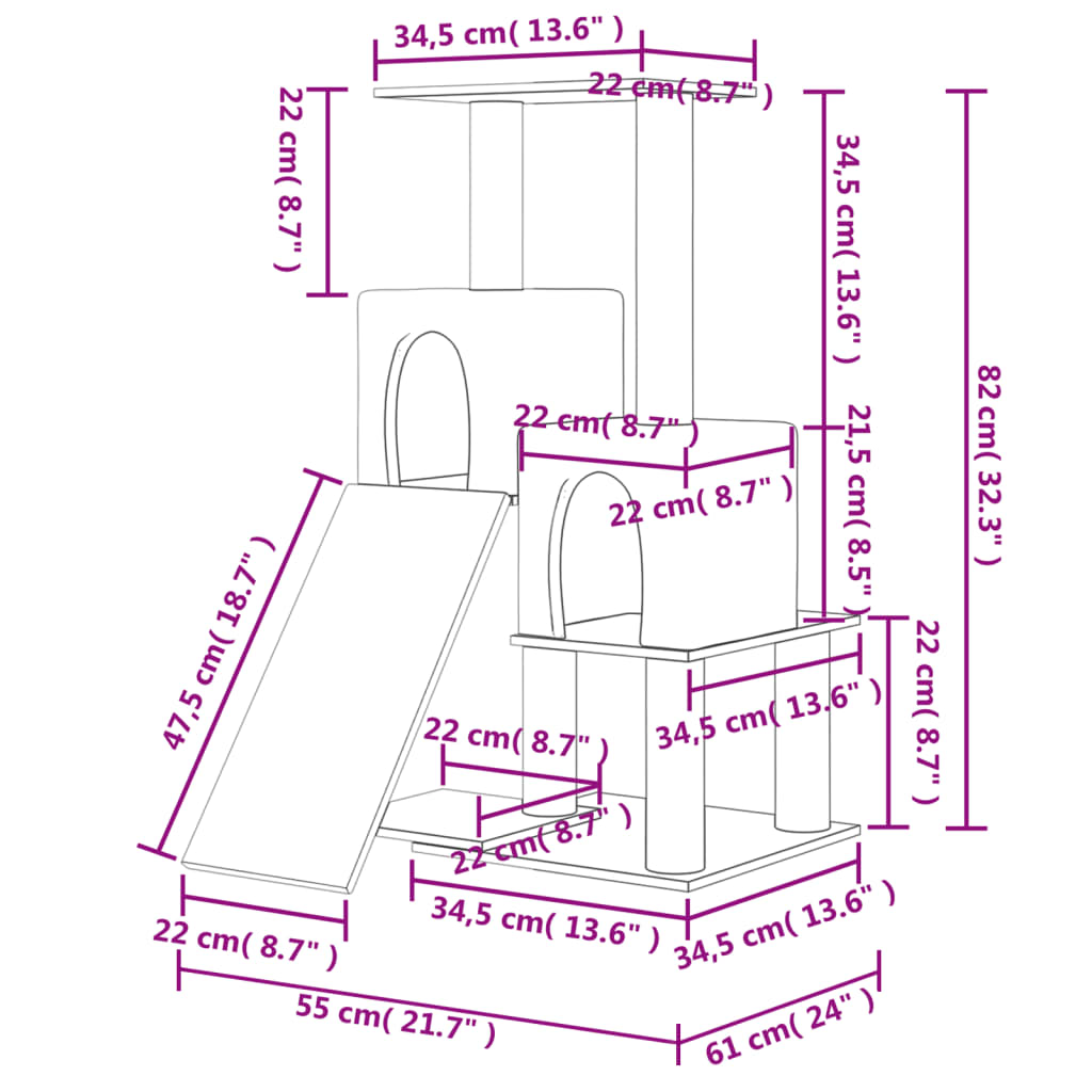 Glamorous Pups : vidaXL Cat Tree Cream Engineered wood, plush, sisal Large