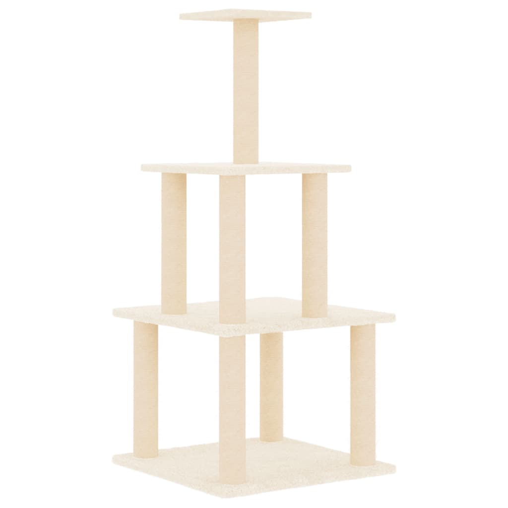 Glamorous Pups : vidaXL Cat Tree Cream Engineered wood, plush, sisal Medium Durable