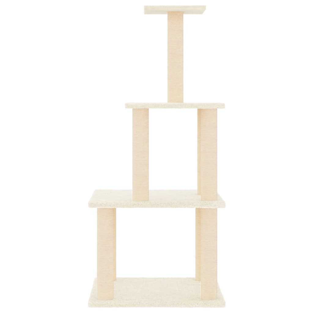 Glamorous Pups : vidaXL Cat Tree Cream Engineered wood, plush, sisal Medium Durable