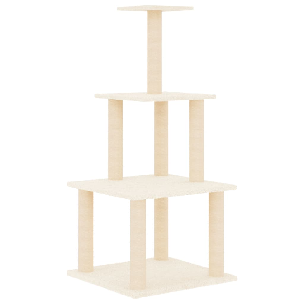 Glamorous Pups : vidaXL Cat Tree Cream Engineered wood, plush, sisal Medium Durable