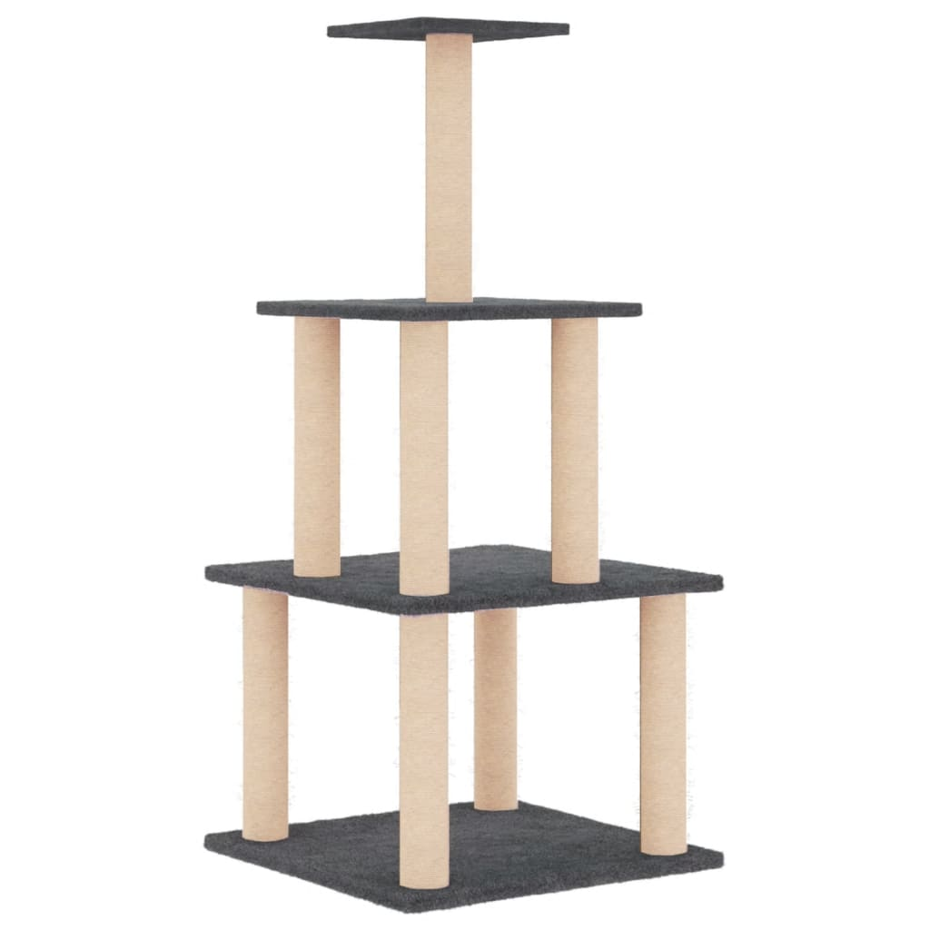 Glamorous Pups : vidaXL Cat Tree Dark Grey Engineered Wood, Plush, Sisal 43.7 in Durable