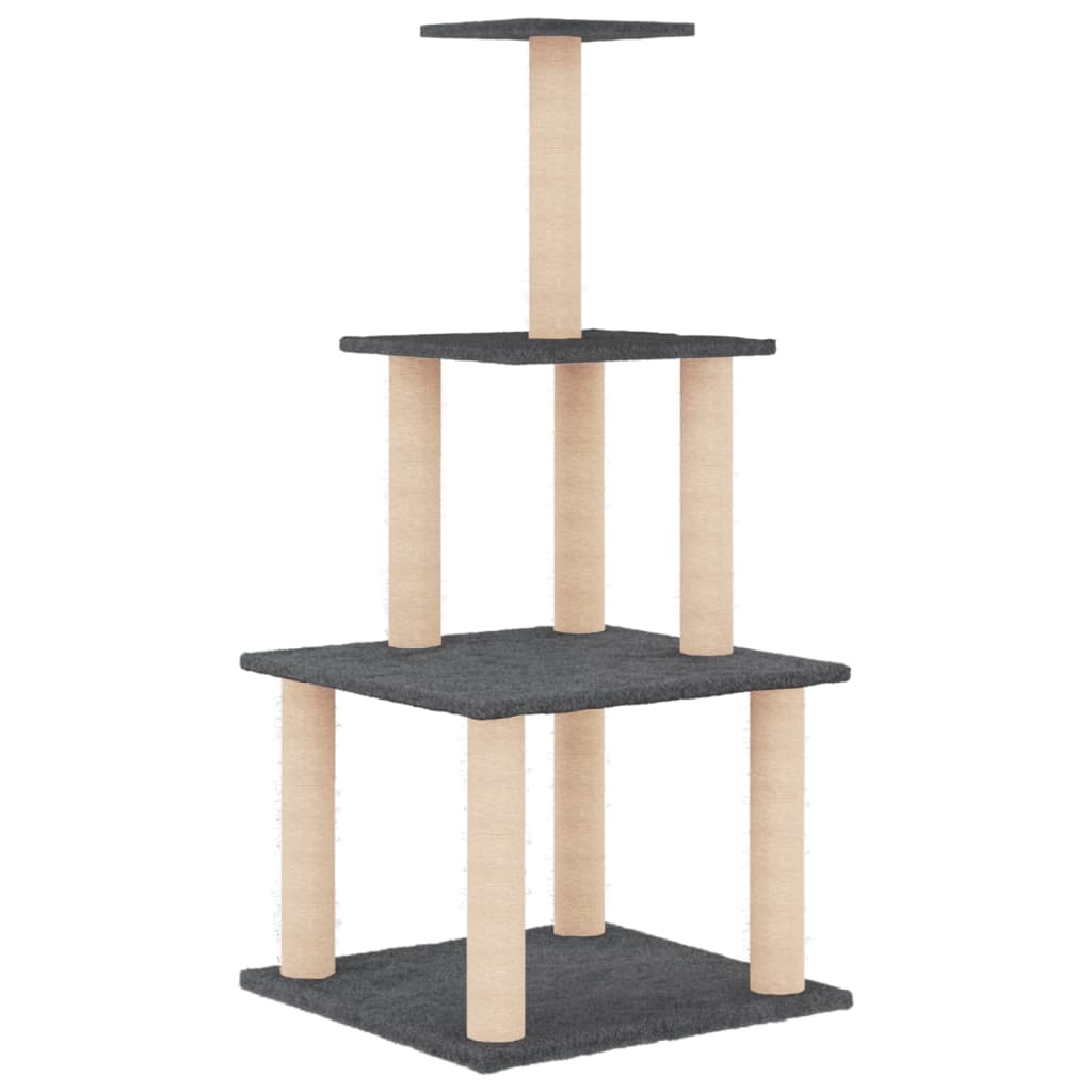 Glamorous Pups : vidaXL Cat Tree Dark Grey Engineered Wood, Plush, Sisal 43.7 in Durable