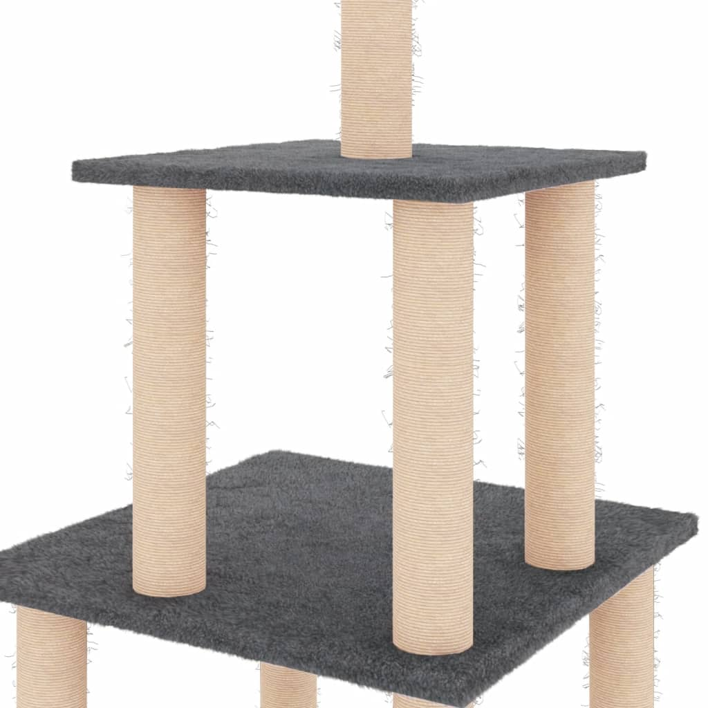 Glamorous Pups : vidaXL Cat Tree Dark Grey Engineered Wood, Plush, Sisal 43.7 in Durable