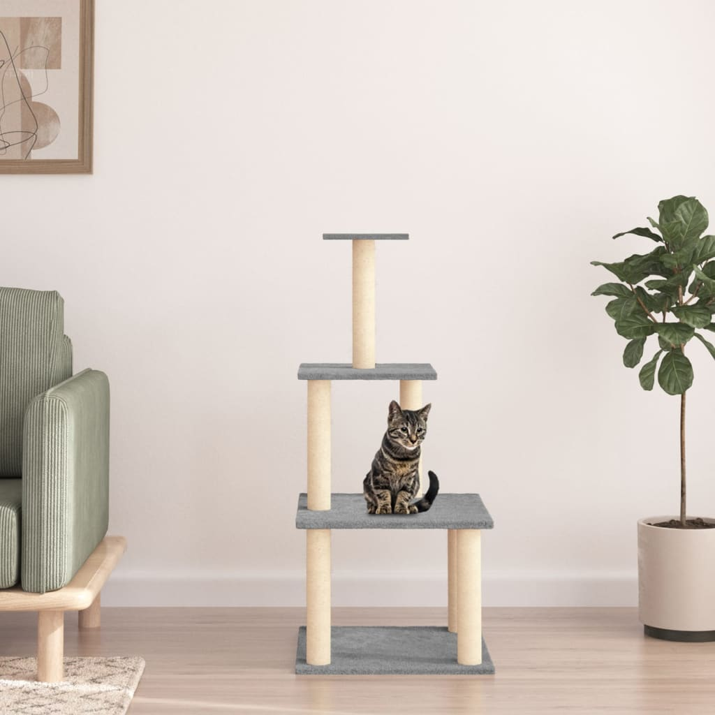 Glamorous Pups : vidaXL Cat Tree Light Grey Engineered wood 43.7 in Durable Cat Tree