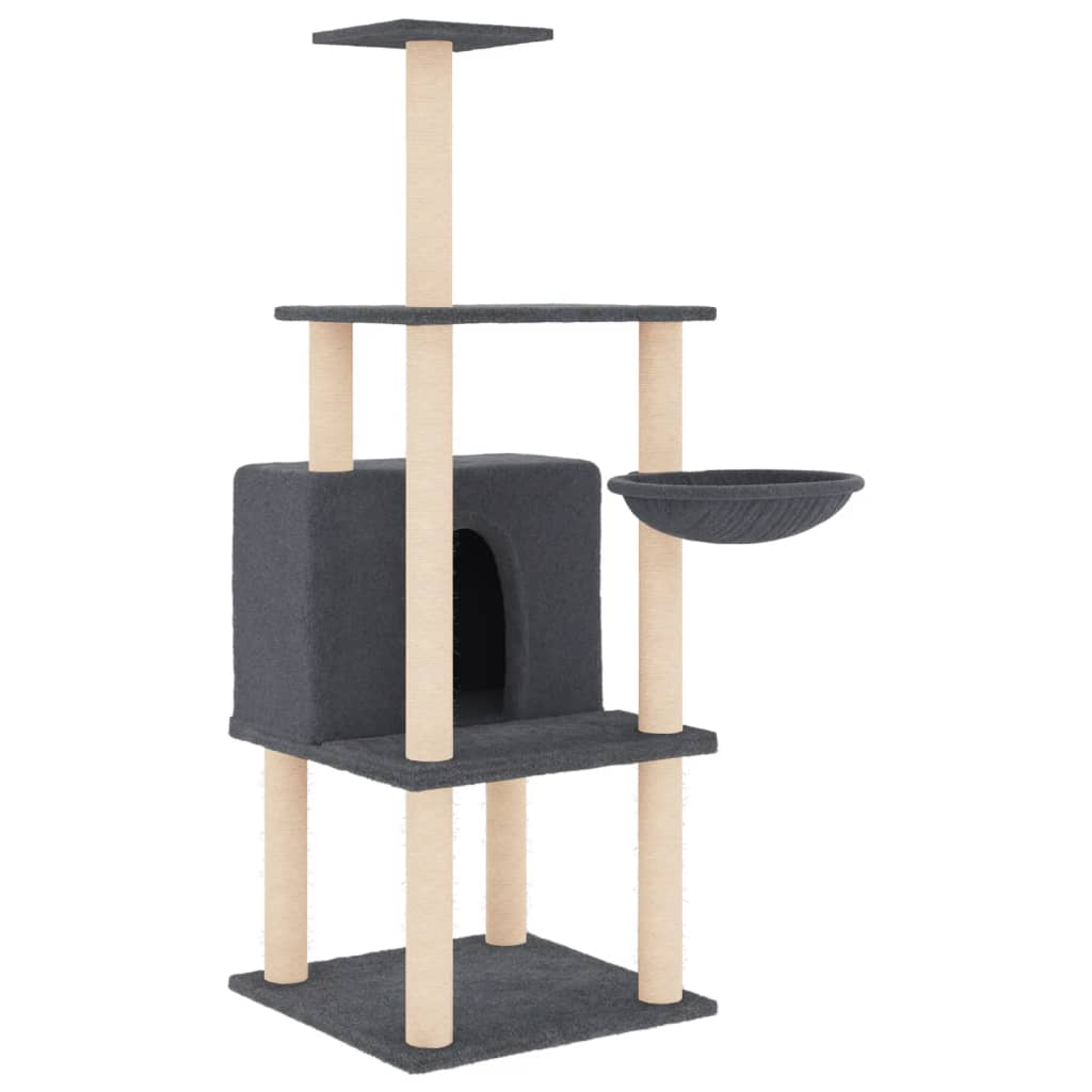 Glamorous Pups : vidaXL Cat Tree Dark Grey Engineered wood, Plush, Sisal Tall Cat Trees