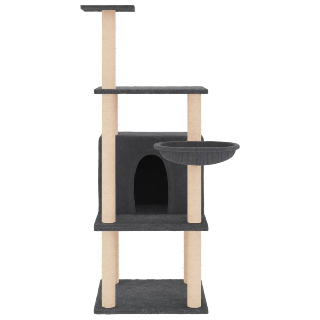 Glamorous Pups : vidaXL Cat Tree Dark Grey Engineered wood, Plush, Sisal Tall Cat Trees