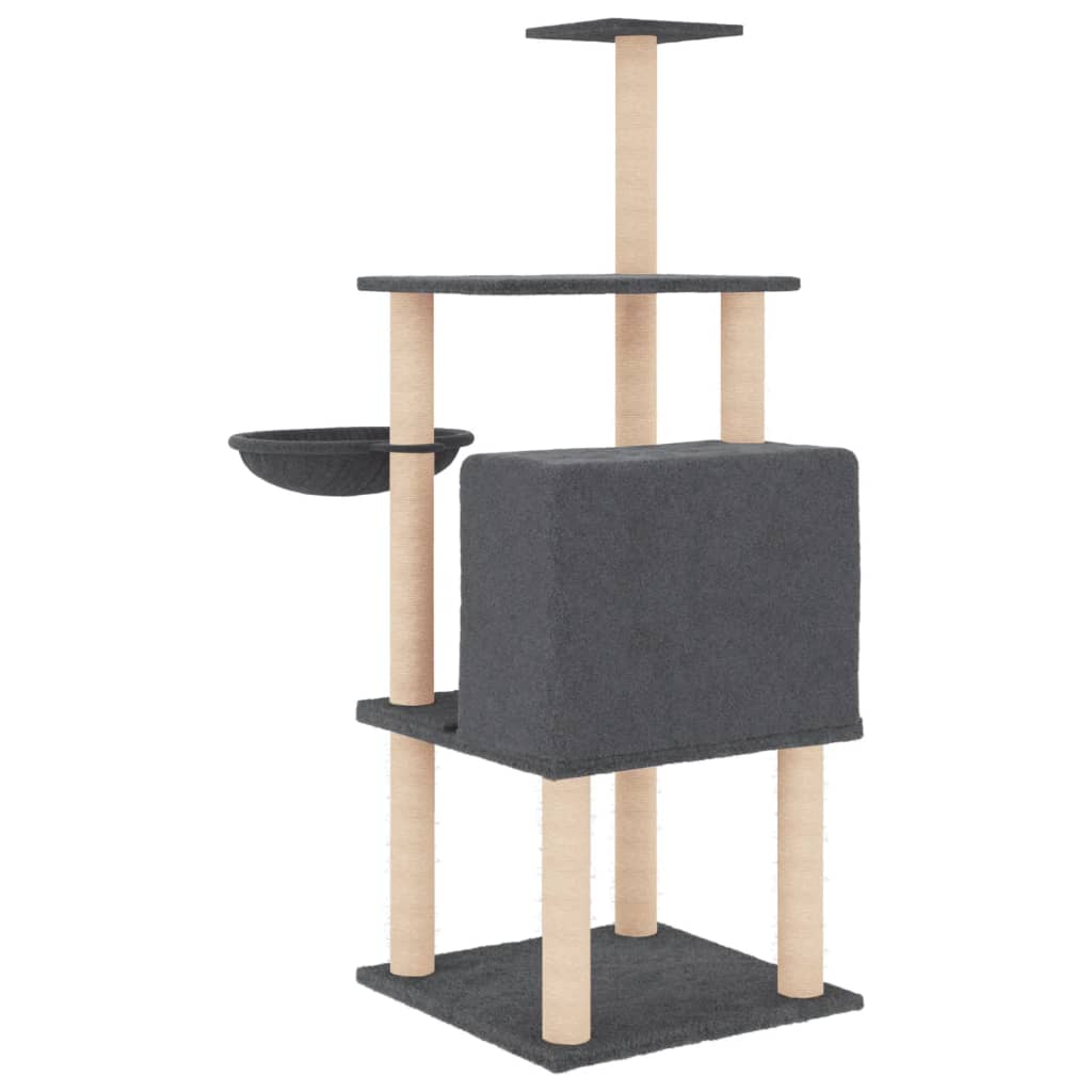 Glamorous Pups : vidaXL Cat Tree Dark Grey Engineered wood, Plush, Sisal Tall Cat Trees