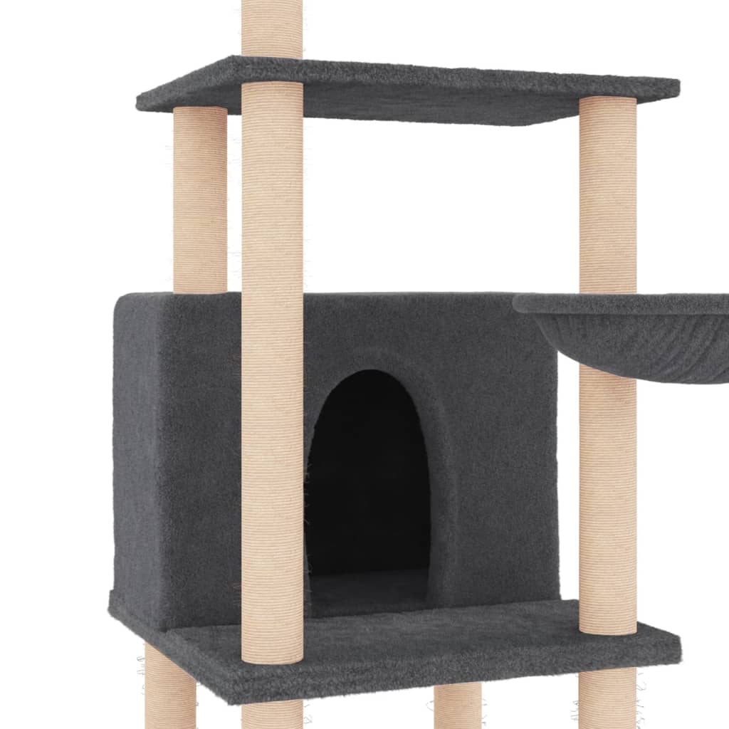 Glamorous Pups : vidaXL Cat Tree Dark Grey Engineered wood, Plush, Sisal Tall Cat Trees