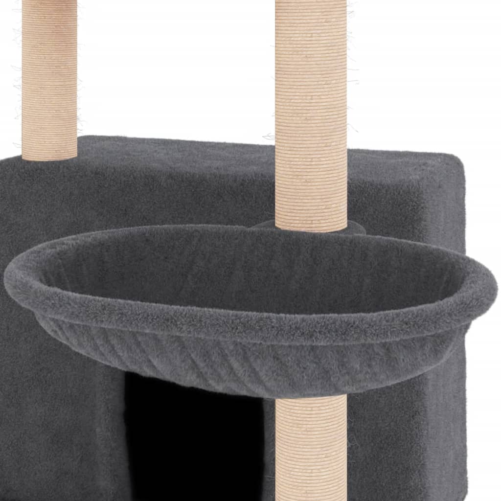 Glamorous Pups : vidaXL Cat Tree Dark Grey Engineered wood, Plush, Sisal Tall Cat Trees