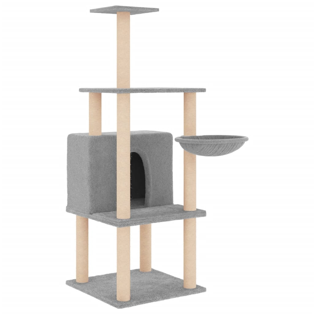 Glamorous Pups : vidaXL Cat Tree Light Grey Engineered wood, plush, sisal 52 in tall
