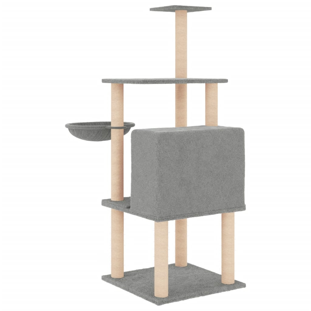 Glamorous Pups : vidaXL Cat Tree Light Grey Engineered wood, plush, sisal 52 in tall