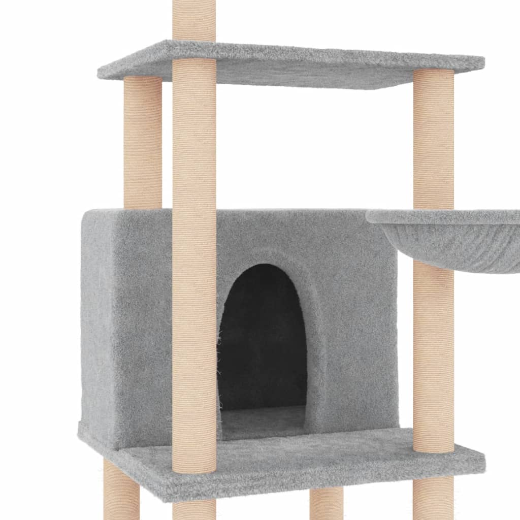 Glamorous Pups : vidaXL Cat Tree Light Grey Engineered wood, plush, sisal 52 in tall