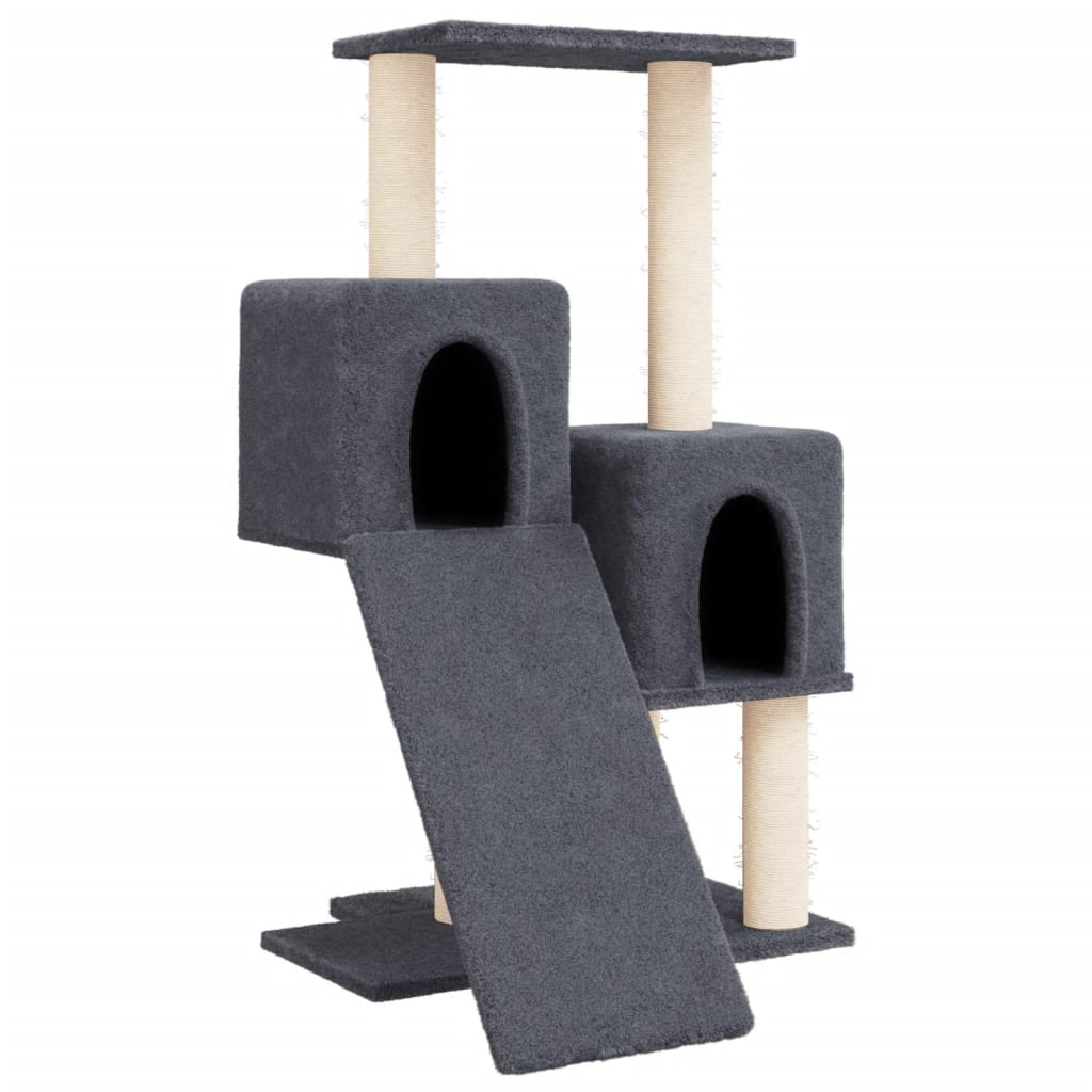 Glamorous Pups : vidaXL Cat Tree Dark grey Engineered wood, plush, sisal 32.3 in