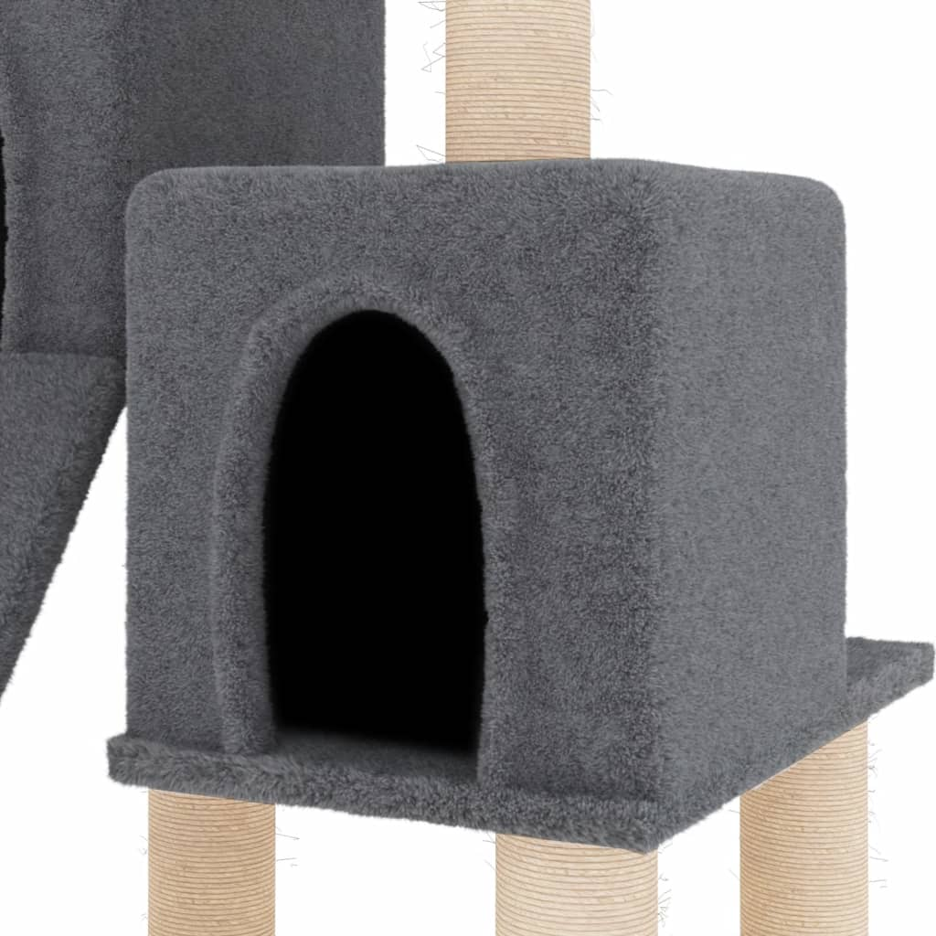Glamorous Pups : vidaXL Cat Tree Dark grey Engineered wood, plush, sisal 32.3 in