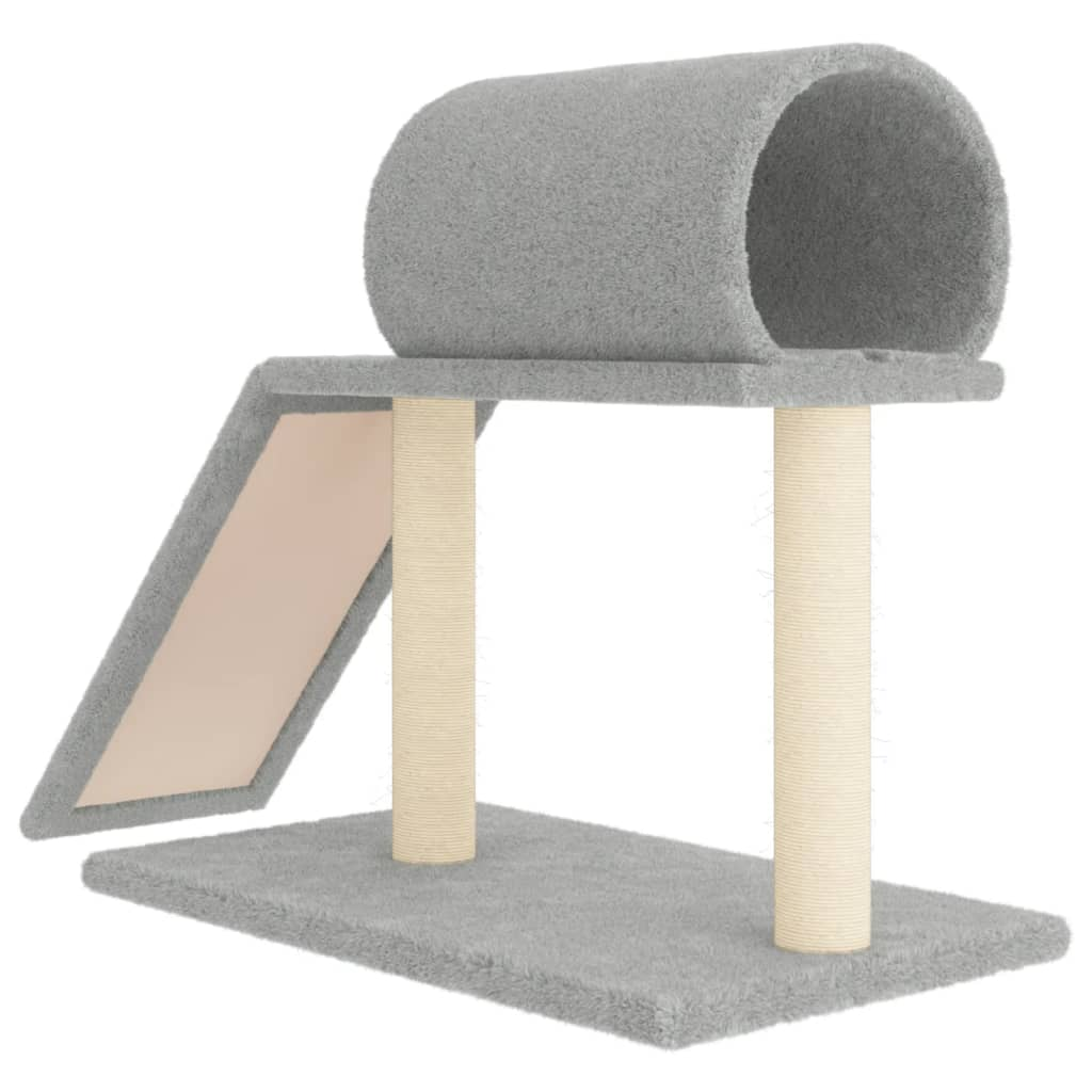 Glamorous Pups : vidaXL Cat Scratching Post Light Grey Engineered wood, plush, sisal Medium