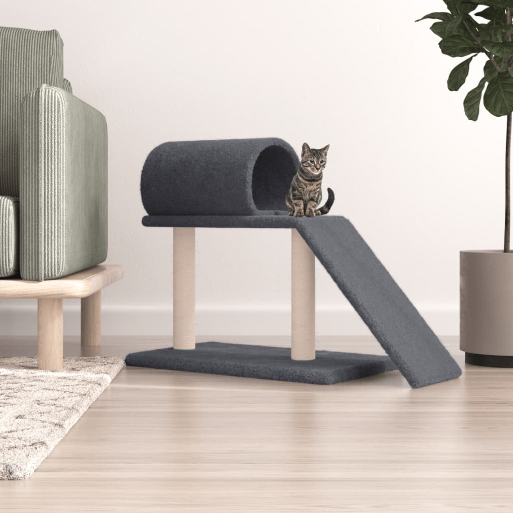 Glamorous Pups : vidaXL Cat Scratching Post Dark Grey Engineered Wood, Plush, Sisal Medium
