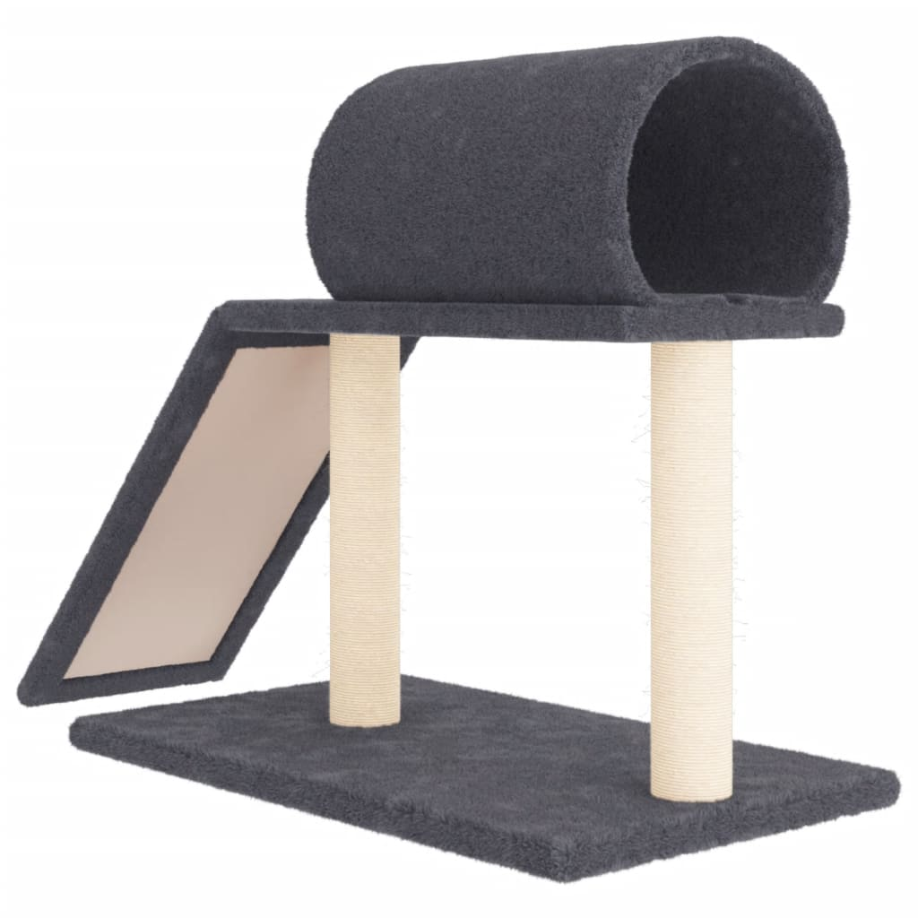 Glamorous Pups : vidaXL Cat Scratching Post Dark Grey Engineered Wood, Plush, Sisal Medium