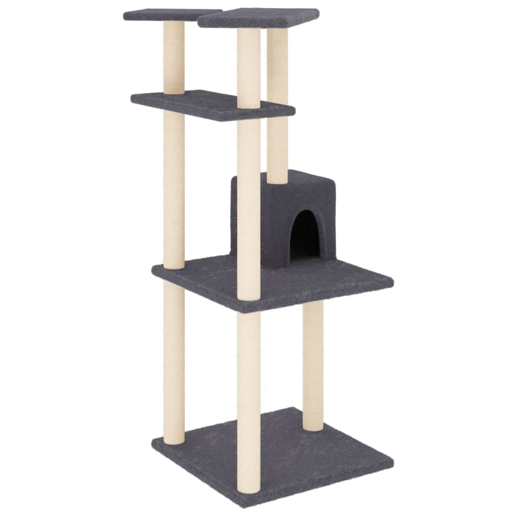 Glamorous Pups : vidaXL Cat Tree Dark Gray Engineered wood, plush, sisal Medium Durable