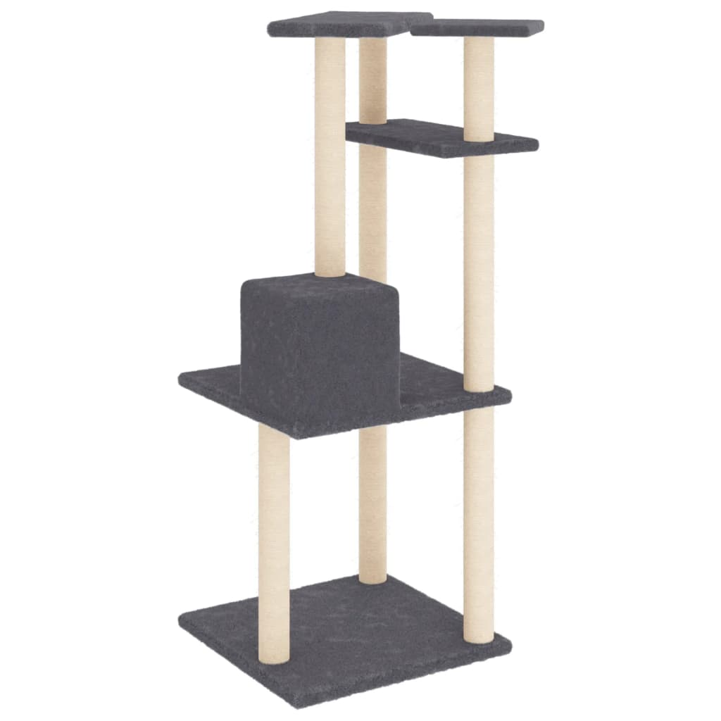 Glamorous Pups : vidaXL Cat Tree Dark Gray Engineered wood, plush, sisal Medium Durable