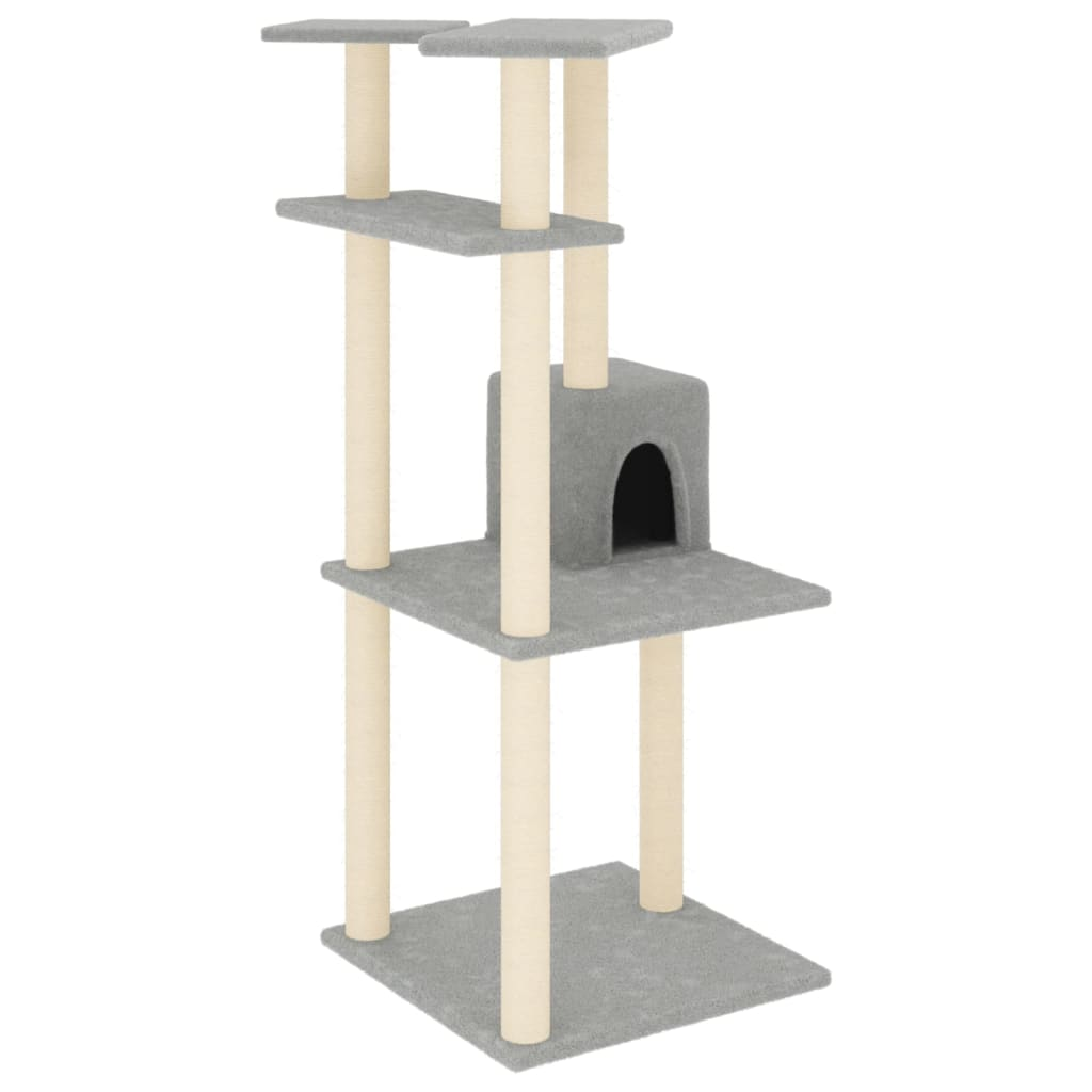 Glamorous Pups : vidaXL Cat Tree Light grey Engineered wood 48.4 in tall Durable