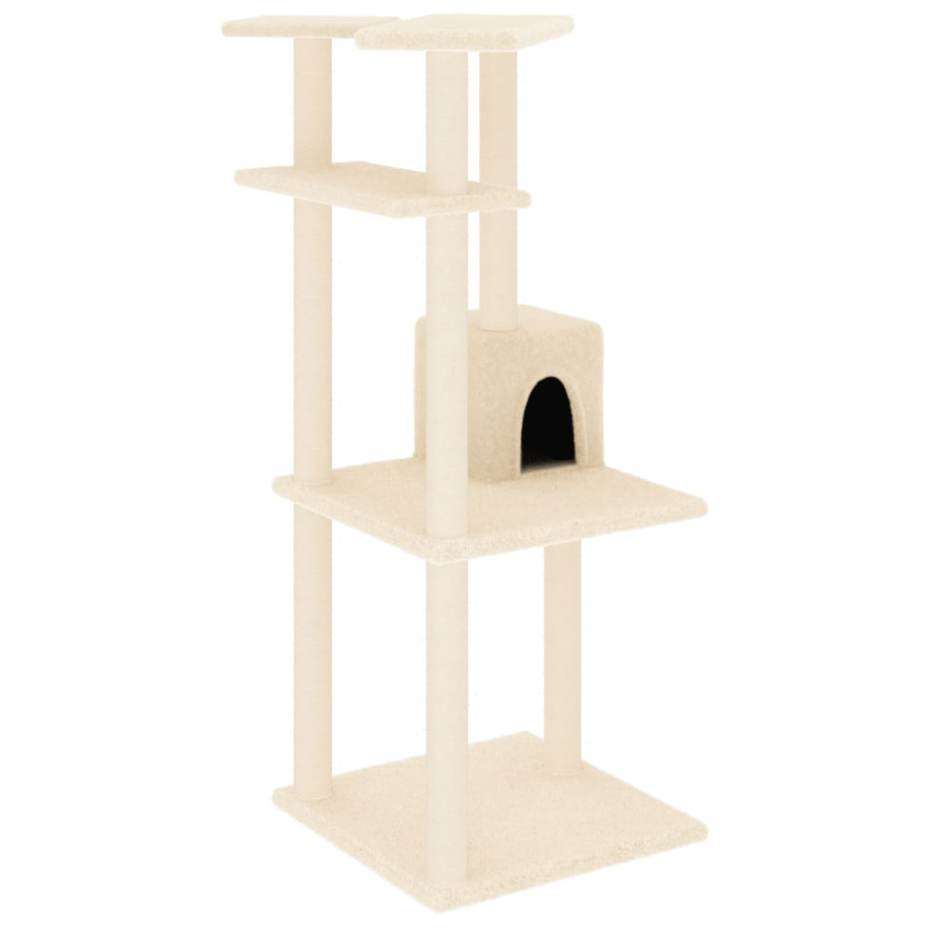 Glamorous Pups : vidaXL Cat Tree Cream Engineered wood, plush, sisal 48.4 in tall