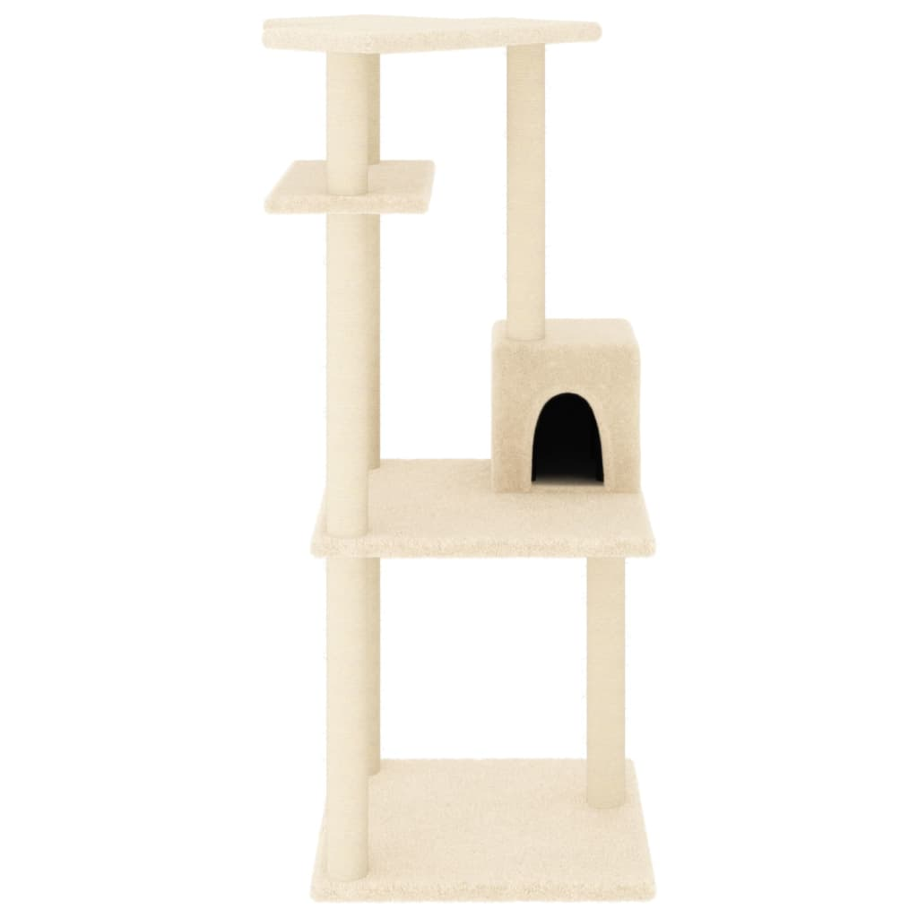 Glamorous Pups : vidaXL Cat Tree Cream Engineered wood, plush, sisal 48.4 in tall