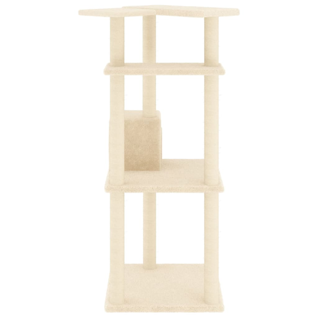 Glamorous Pups : vidaXL Cat Tree Cream Engineered wood, plush, sisal 48.4 in tall
