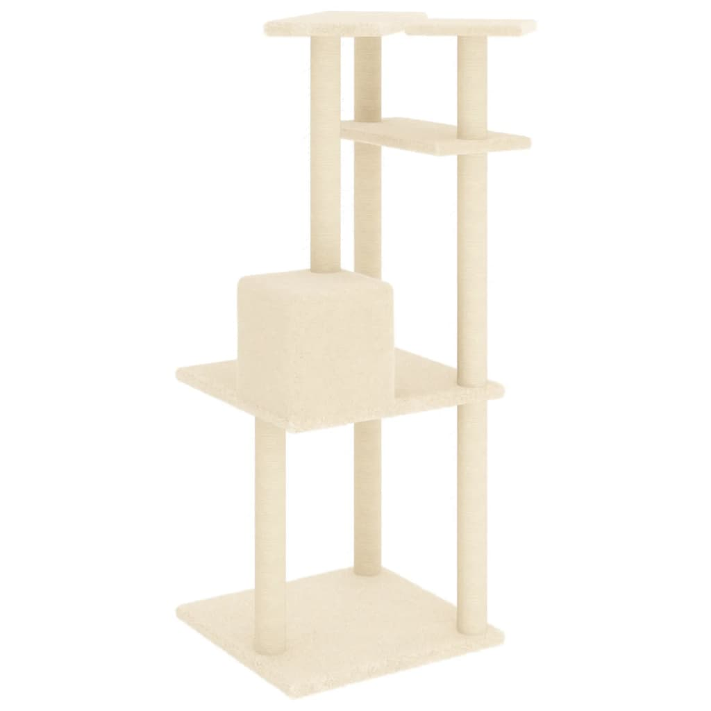 Glamorous Pups : vidaXL Cat Tree Cream Engineered wood, plush, sisal 48.4 in tall