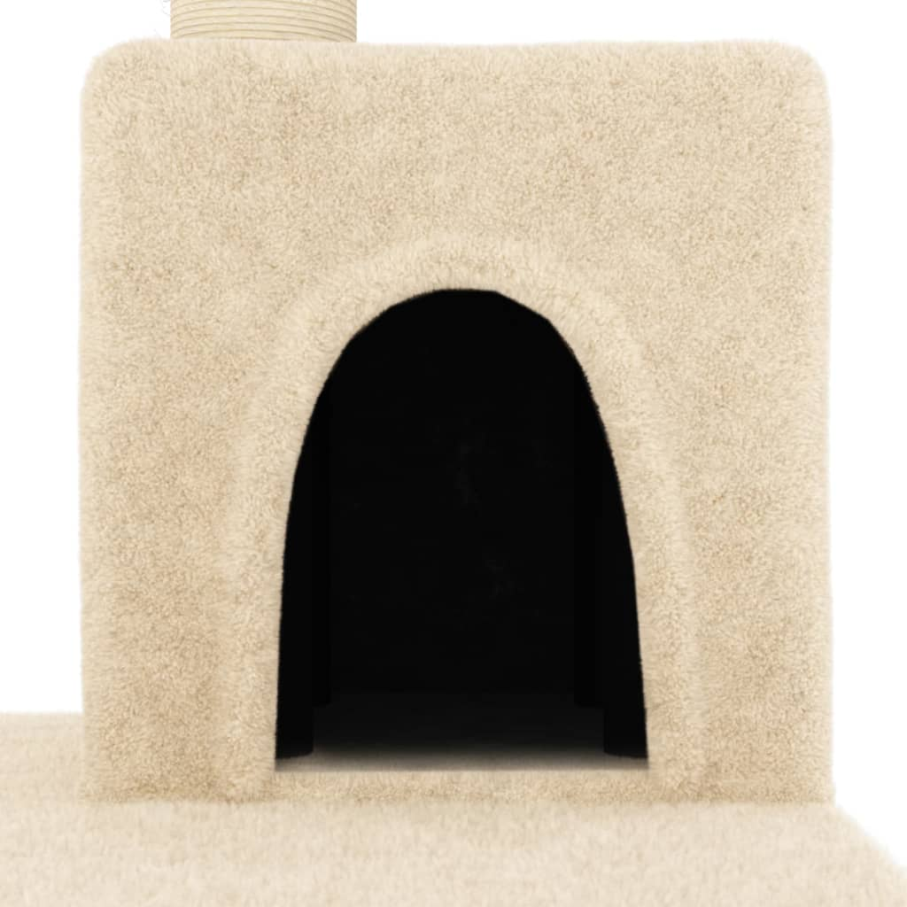 Glamorous Pups : vidaXL Cat Tree Cream Engineered wood, plush, sisal 48.4 in tall