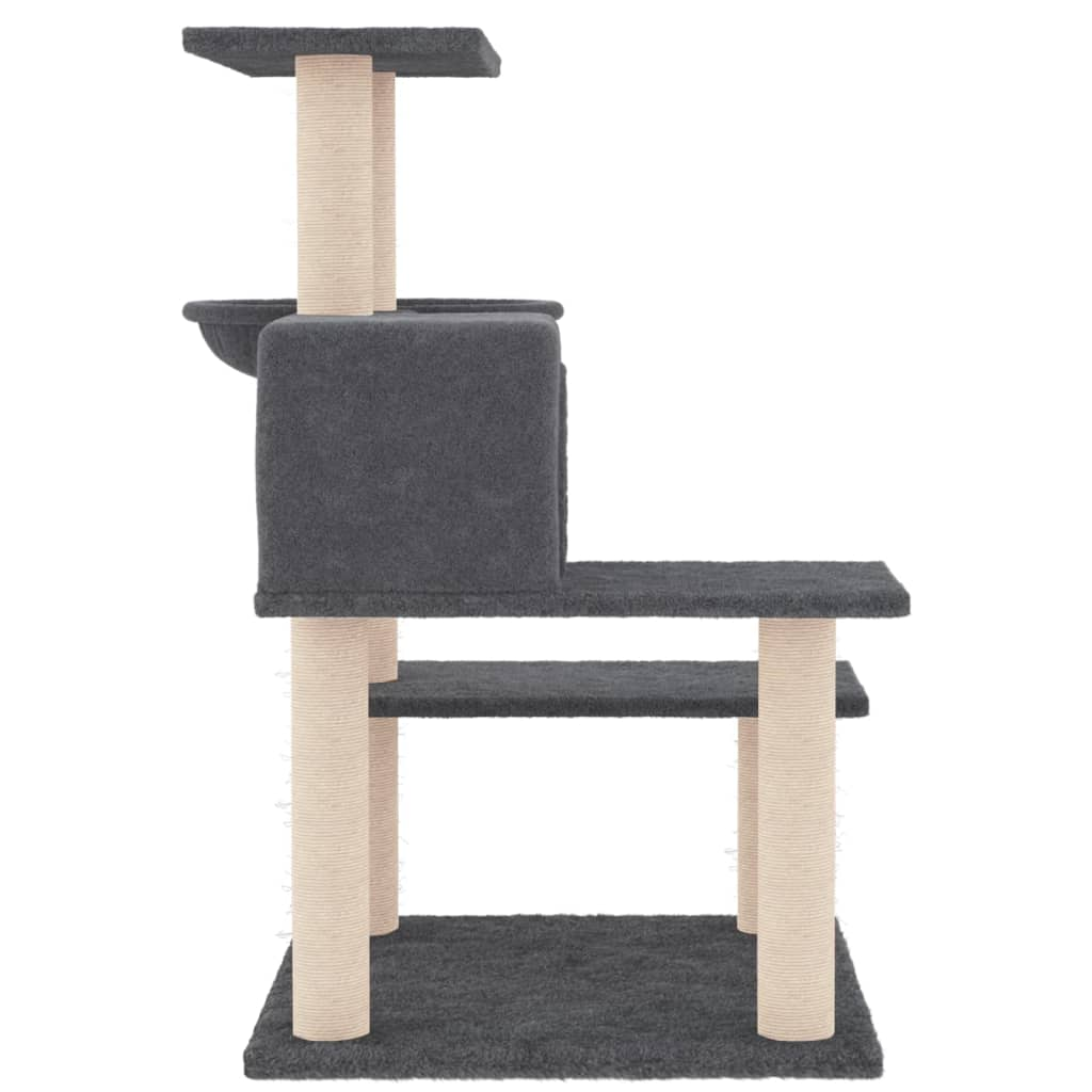 Glamorous Pups : vidaXL Cat Tree Dark Grey Engineered wood, plush, sisal Medium