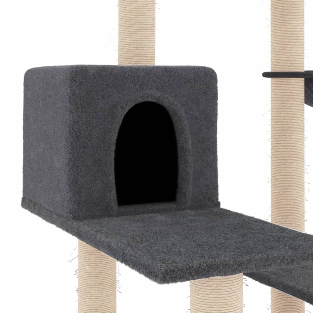 Glamorous Pups : vidaXL Cat Tree Dark Grey Engineered wood, plush, sisal Medium