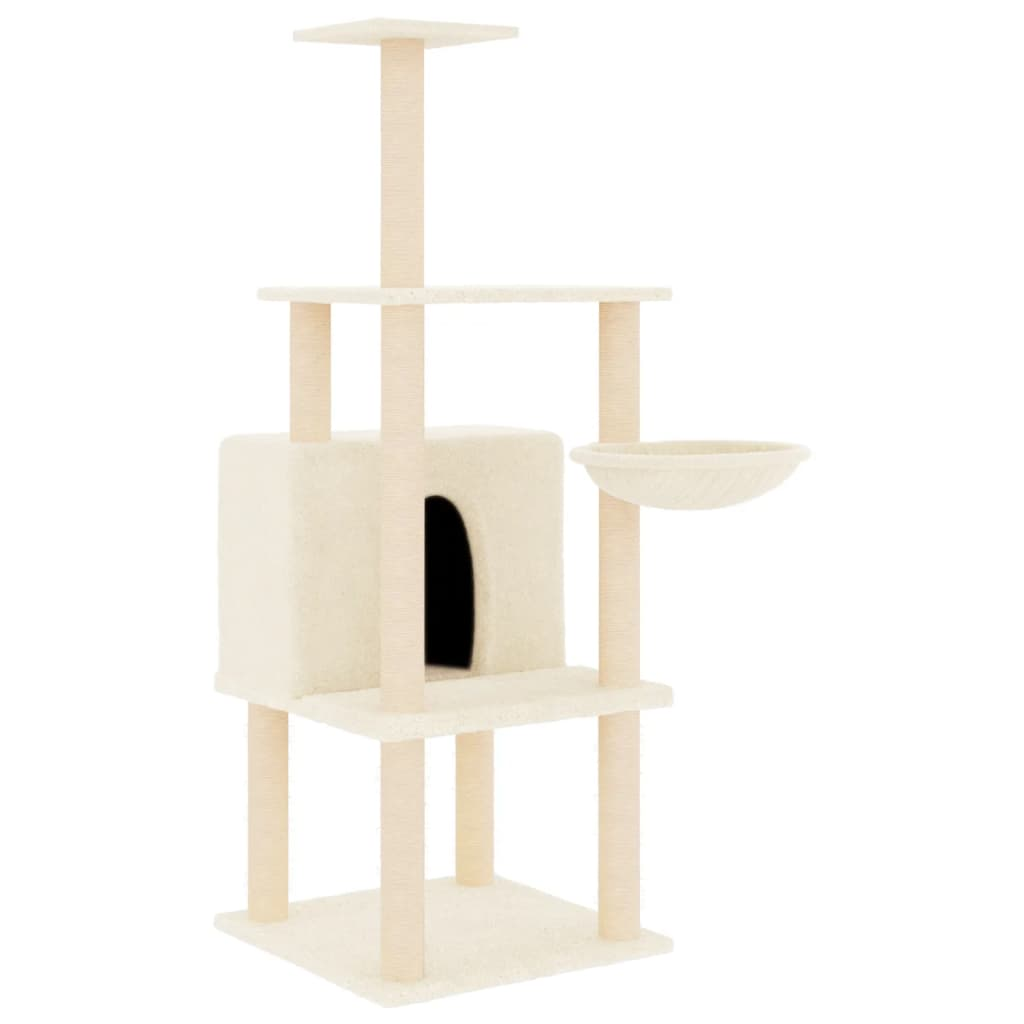 Glamorous Pups : vidaXL Cat Tree Cream Engineered wood, plush, sisal 52.0 in tall